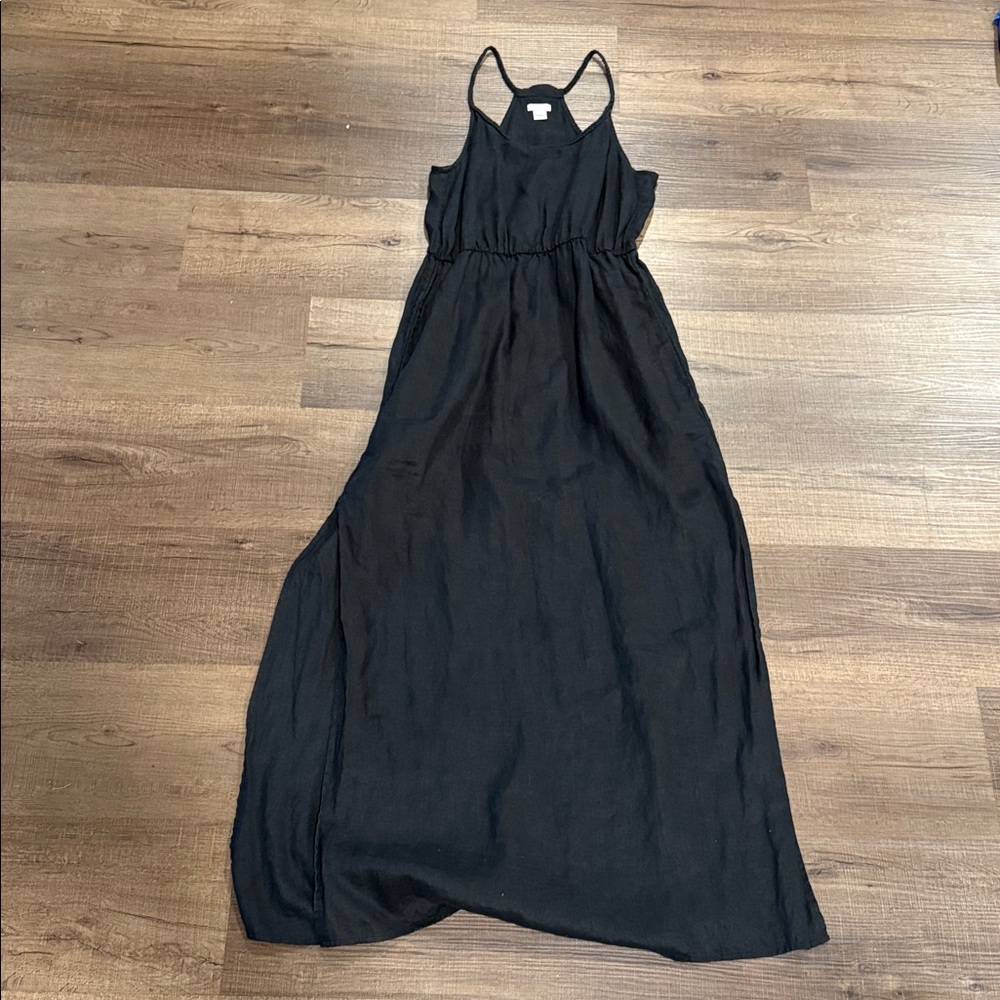 J. Crew Black linen Halter Dress